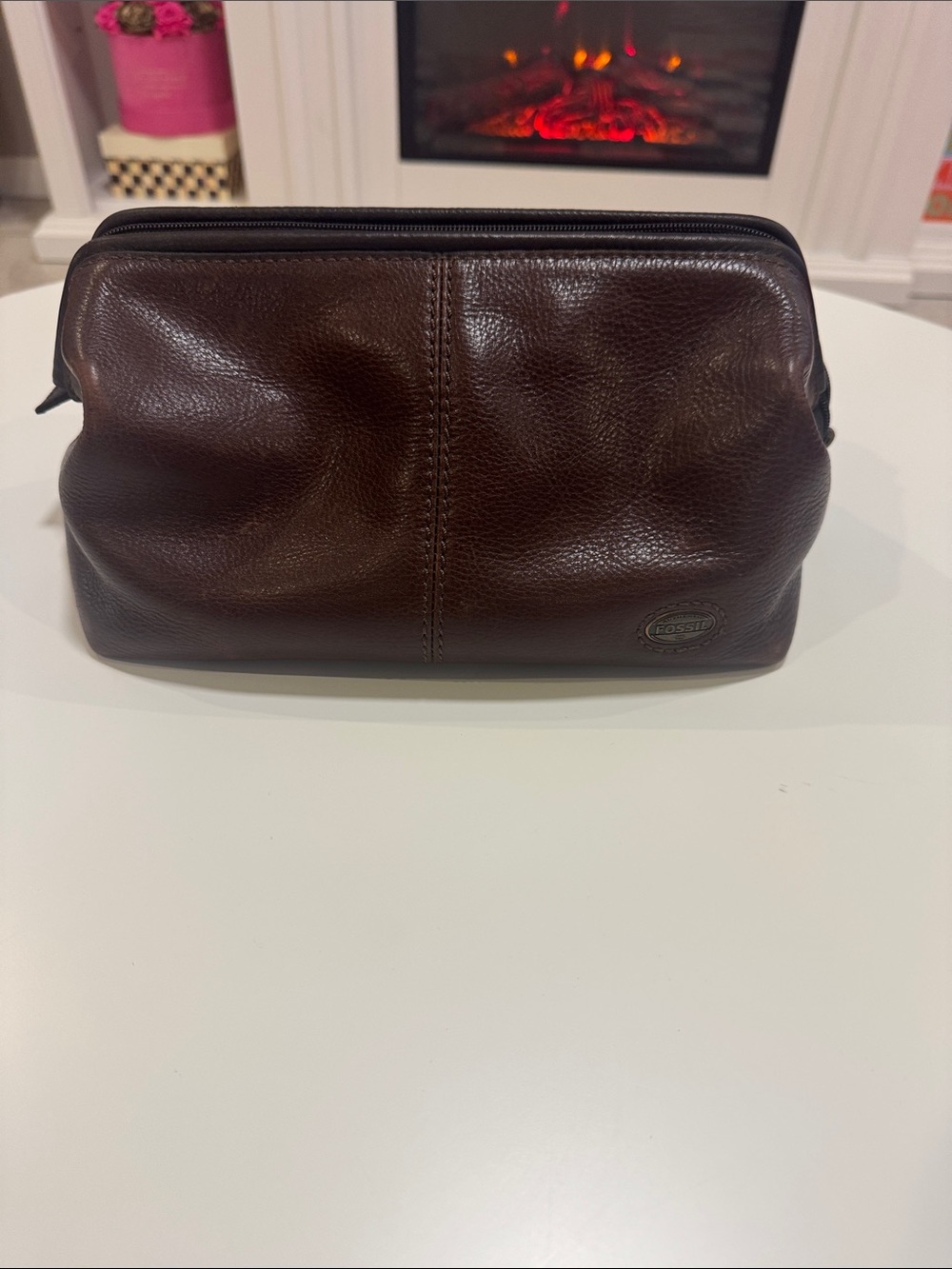 Fossil Dark Brown Leather Men's Toiletry Kit